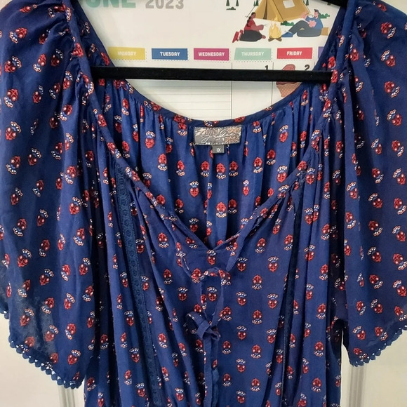 J Gee Blue Bohemian Elastic Waist Flowly Dress in Size 1X - Picture 3 of 9